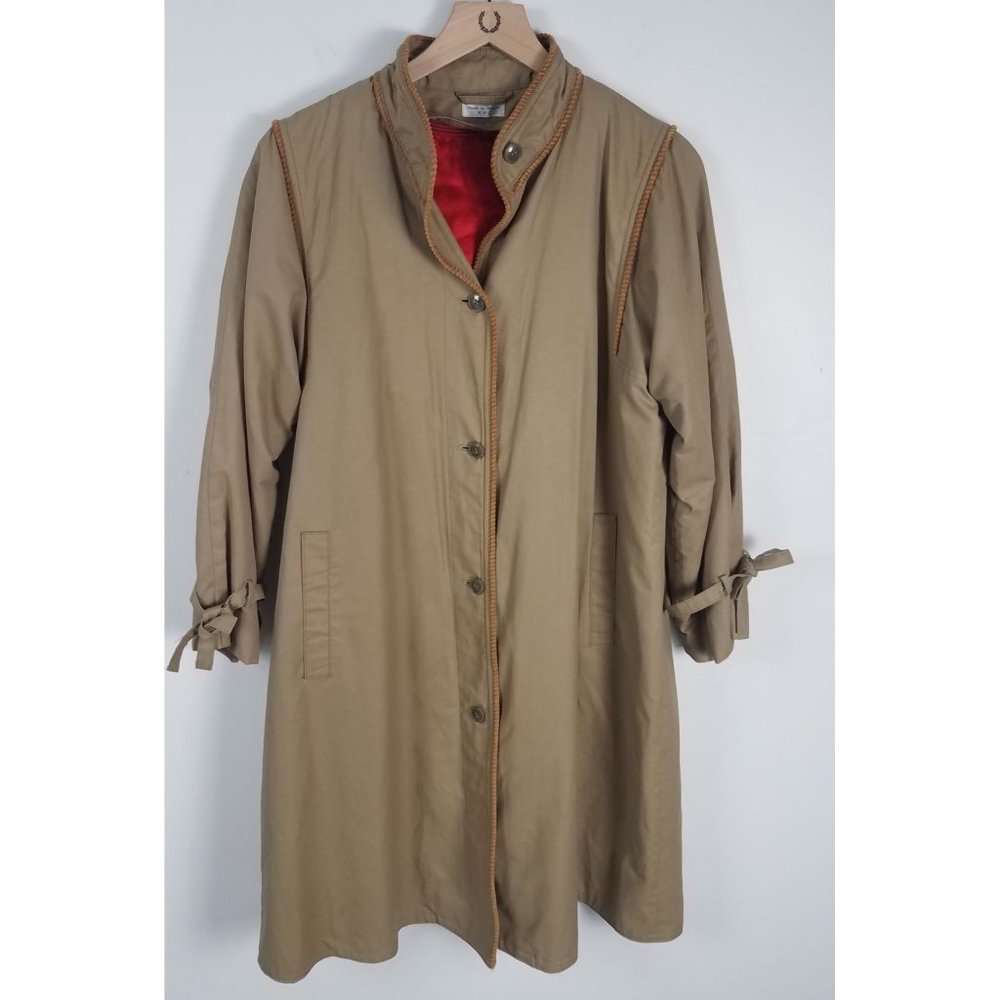 Vintage Count Romi Women's Sz. 10 Khaki Button Up Midi Coat W/ Removeable Lining